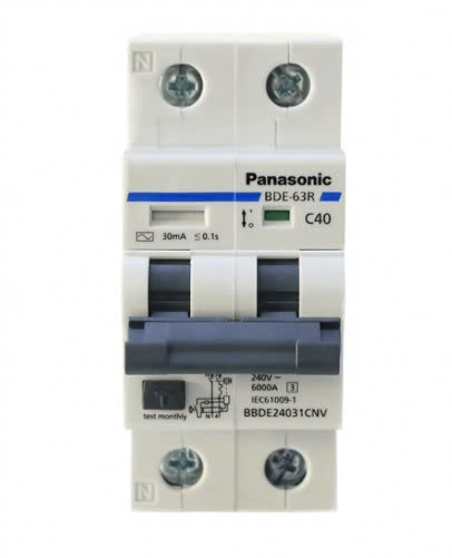 Aptomat RCBO 2RCBO Panasonic 2P 40A 30mA 6kA 240VAC BBDE24031CNV