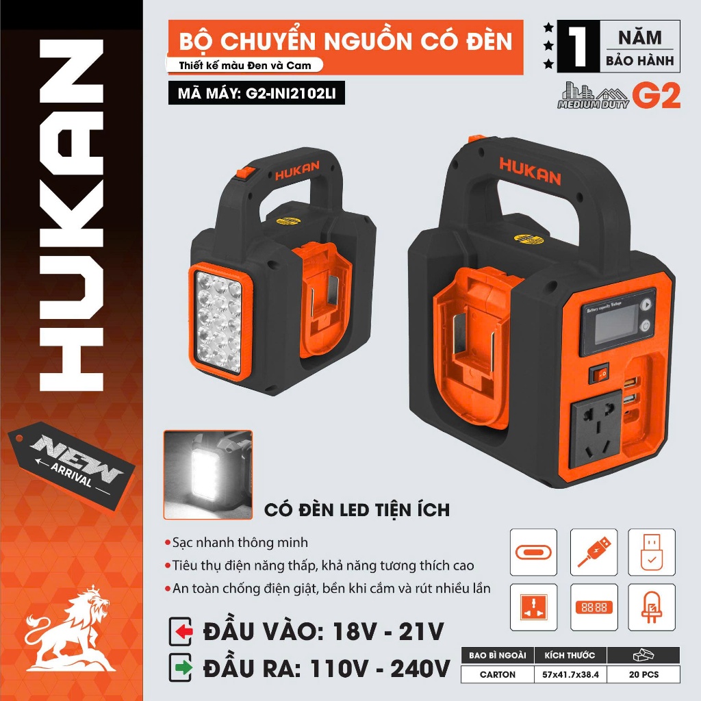 Đế chuyển đổi nguồn Hukan lớn / gắn 2pin G2-INI2102LI