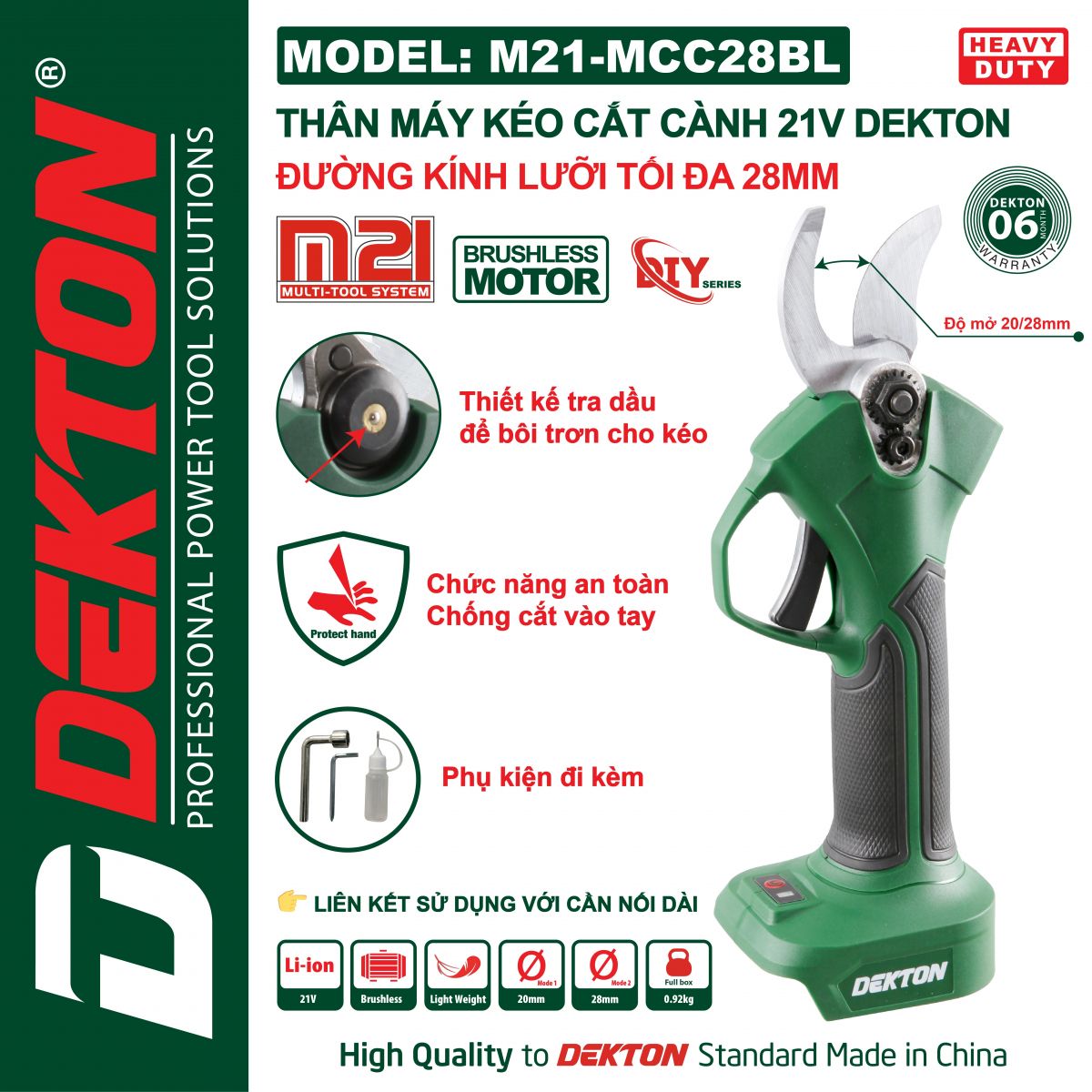 Máy Kéo Cắt Cành 21V Dekton M21-MCC28BL