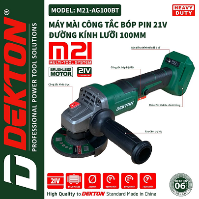 Máy mài góc pin dekton M21-AG100BT ( Chưa có pin và sạc)
