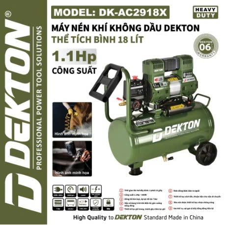 Máy Nén Khí Không Dầu 18L Dekton DK-AC2918X