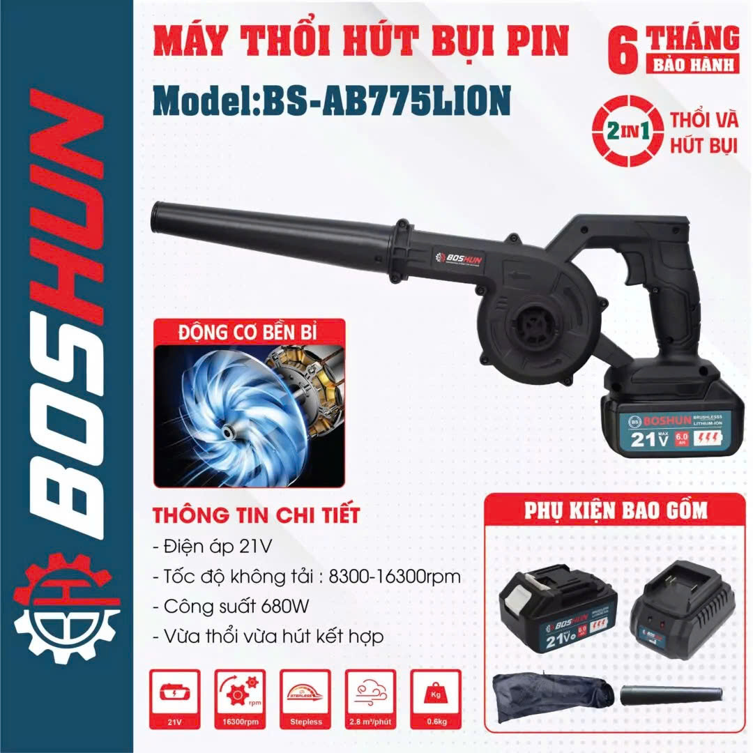 Máy Thổi – Hút Bụi Boshun BS-AB775LION Công Suất 680W 2 trong 1