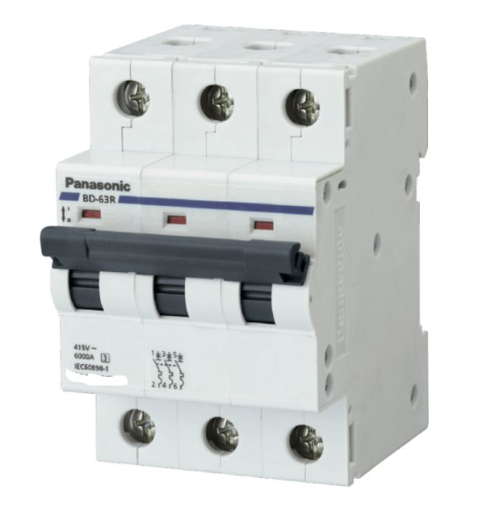 MCB 3P 6kA 240VAC BBD1061CNV Panasonic (6A, 10A, 16A, 20A, 25A, 32A, 40A, 50A, 63A)