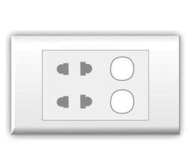 Ổ cắm đôi 2 chấu 16A với 2 lỗ LiOA E182U2X