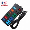 Ổ cắm kéo dài đa năng kết hợp 10 ổ LiOA 4D6S52 5mx2 (Đen)